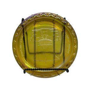 VTG Liberty Bell‎ Philadelphia Amber Carnival Glass Plate Iridescent Collectible